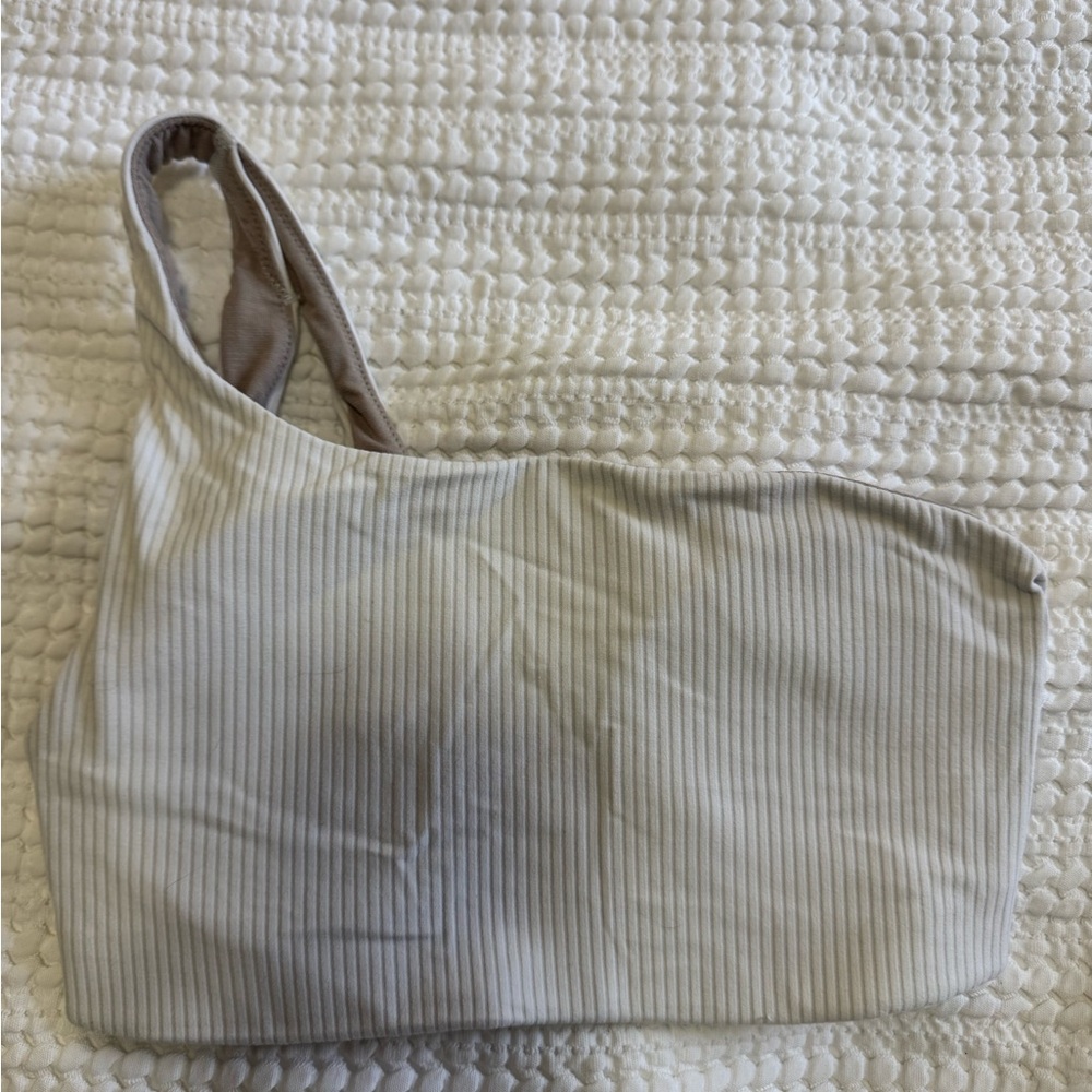 Lululemon White Ribbed One Shoulder Align Bra